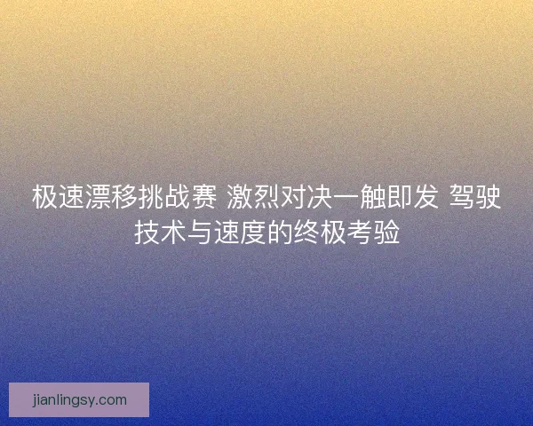 极速漂移挑战赛 激烈对决一触即发 驾驶技术与速度的终极考验