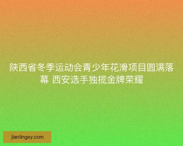 陕西省冬季运动会青少年花滑项目圆满落幕 西安选手独揽金牌荣耀